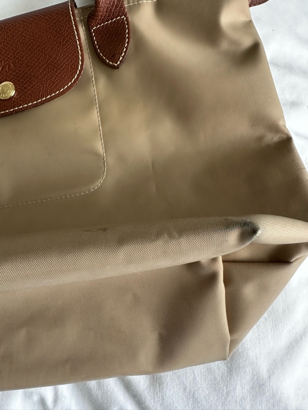 Longchamp Le Pliage S/M Nylon Shoulder Bag Tote with Brown Leather Trim - Picture 8 of 12